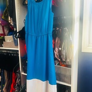 J. Crew Vibrant Blue and White Maxi Dress
